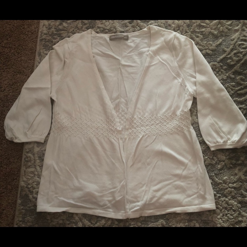 White cardigan sweater